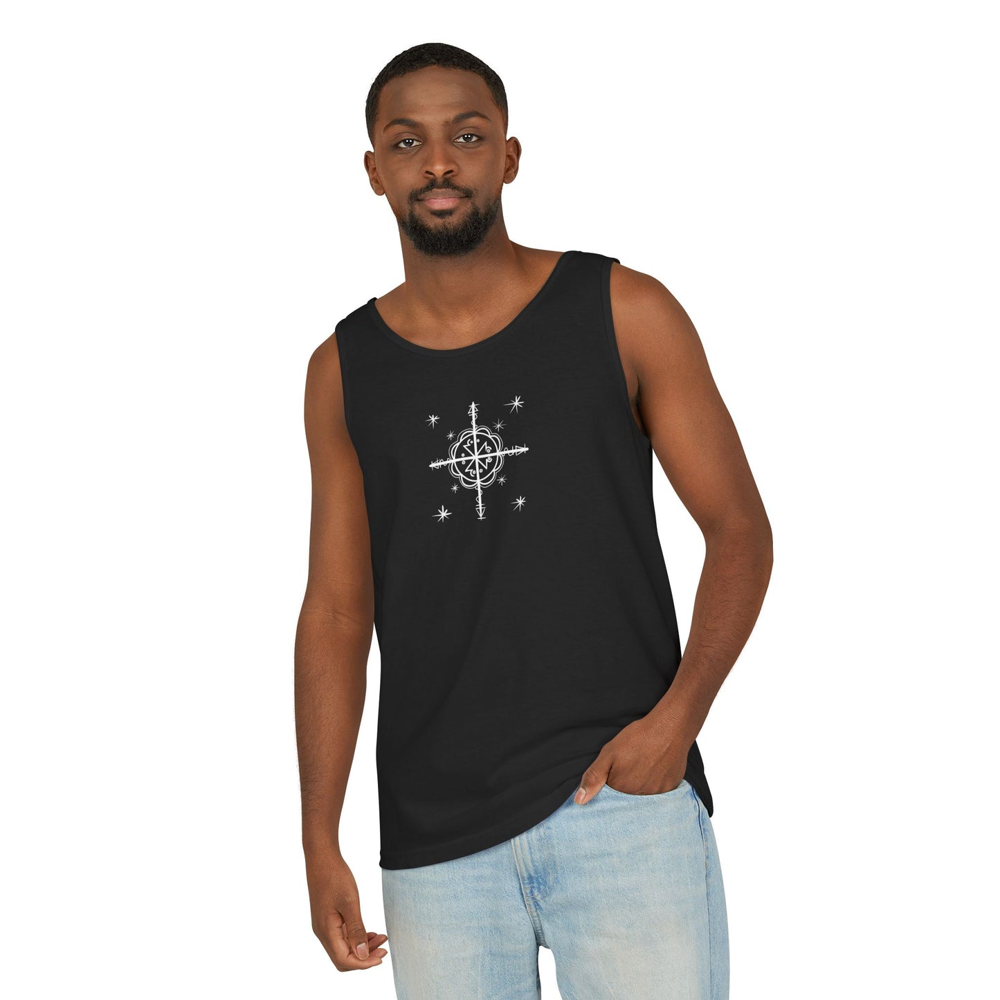 Uni Tank-Top Mèt-Kalfou veve, White on Black