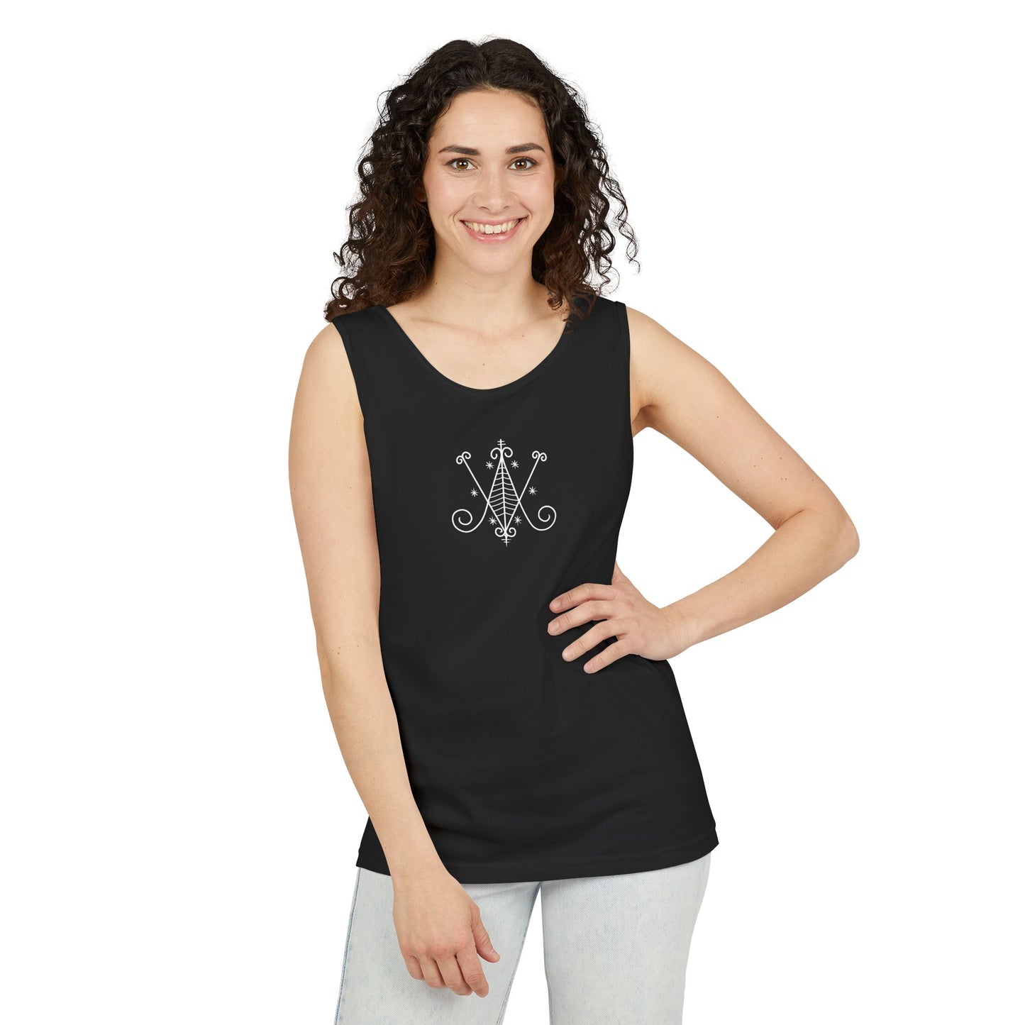 Uni Tank-Top Ayizan veve, White on Black