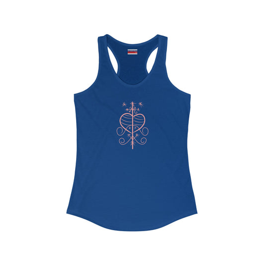 Racerback Tank-Top, Erzuli-Freda veve, Pink on Royal-Blue