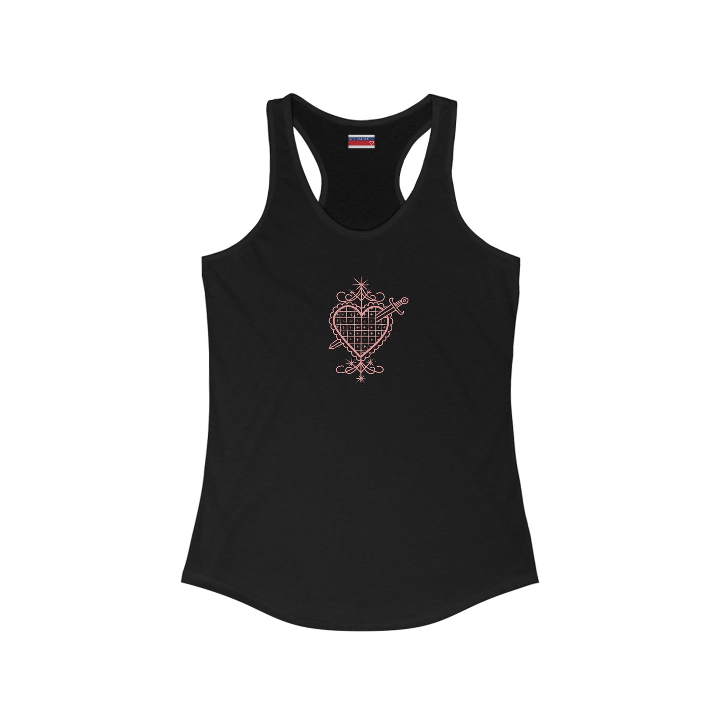 Racerback Tank-Top, Erzuli-Dantor veve , Pink on Black