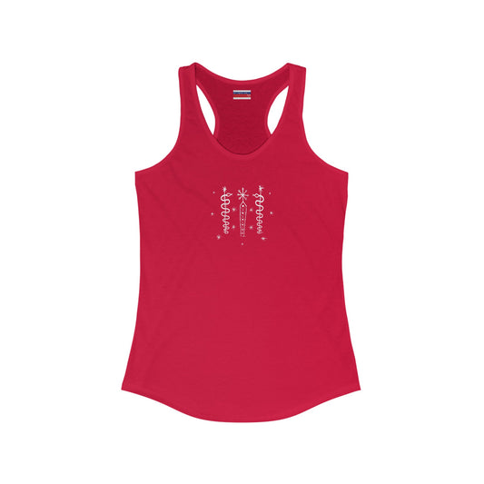 Racerback Tank-Top, Damballah-Wedo veve, White on Red