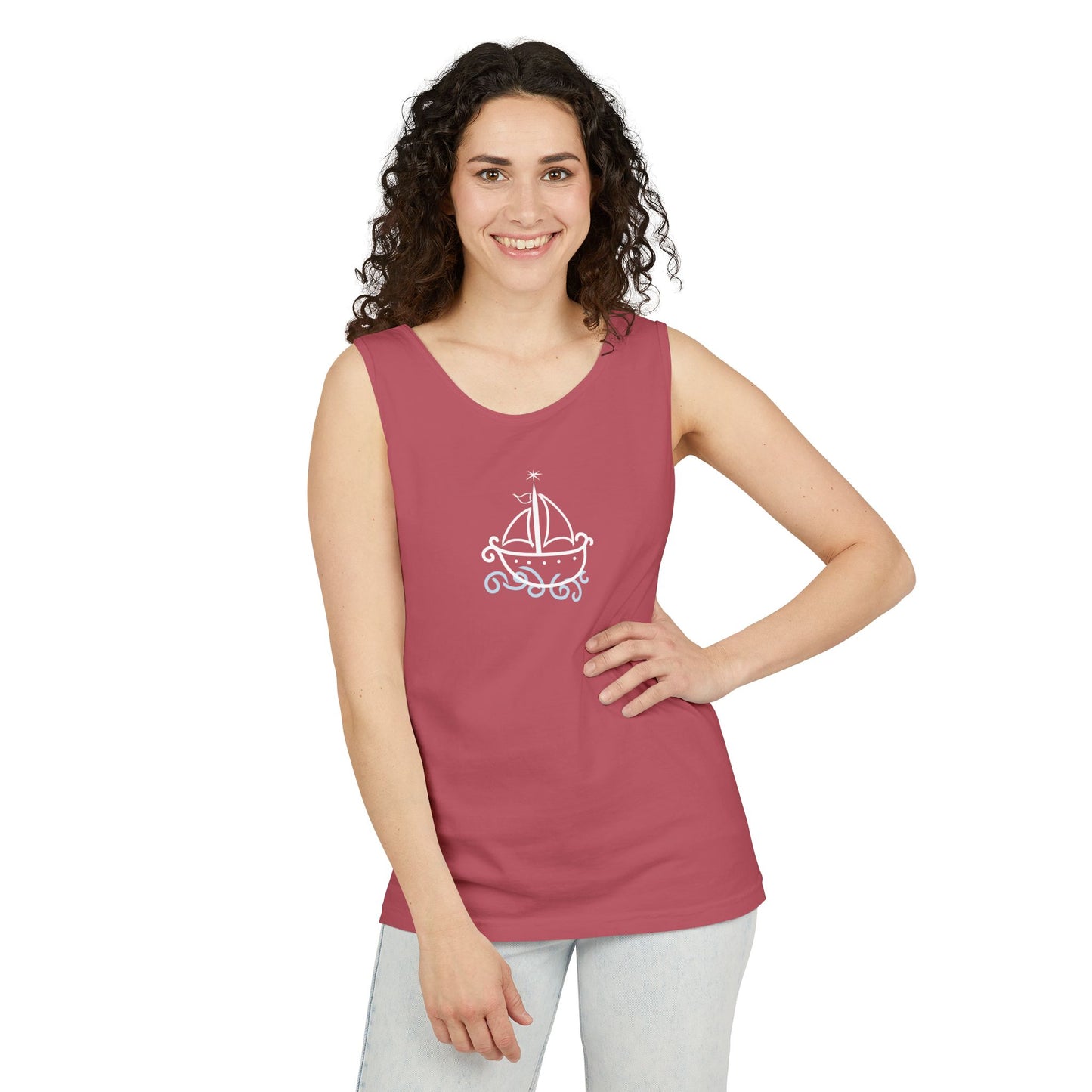 Uni Tank-Top Agwe veve, White on Crimson