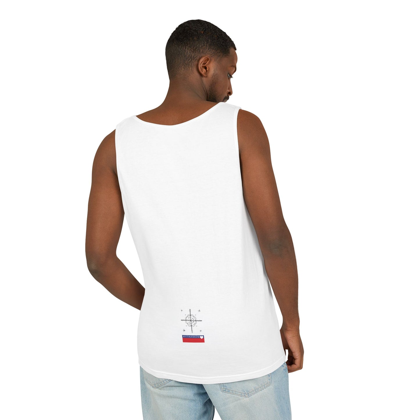 Uni Tank-Top Mèt-Kalfou veve, Black on White