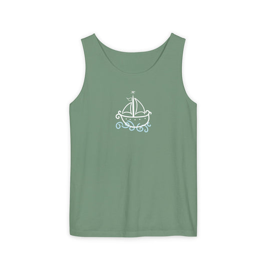 Uni Tank-Top Agwe veve, White on Light-Green