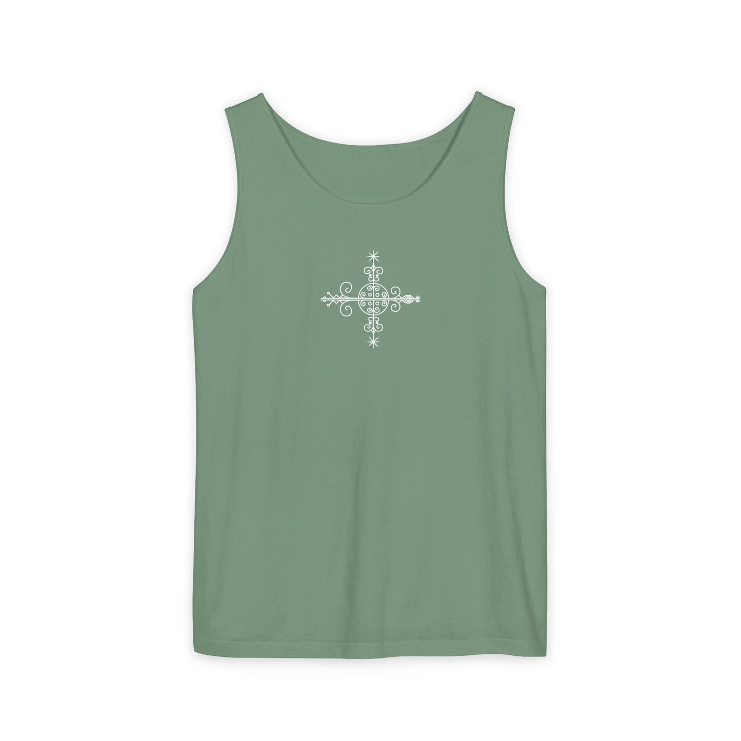 Uni Tank-Top Simbi veve, White on Light-Green