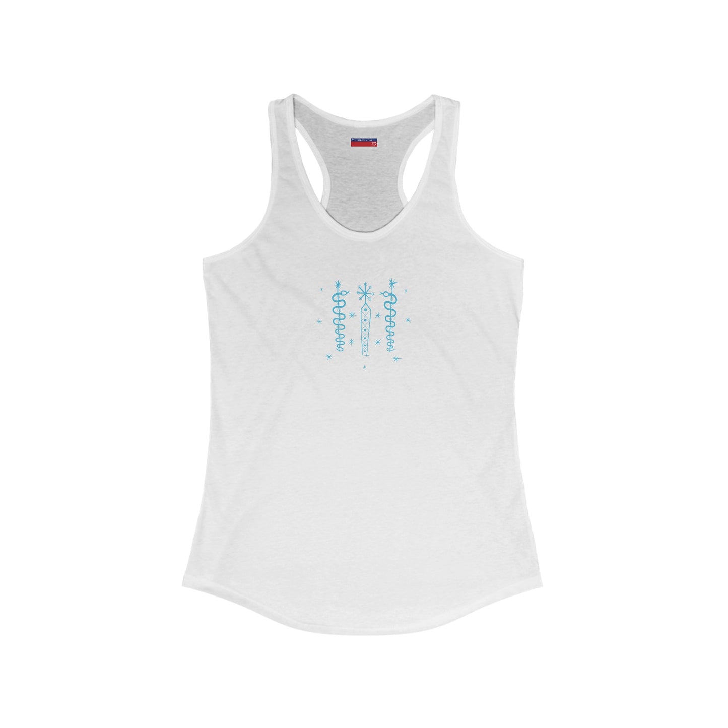 Racerback Tank-Top, Damballah-Wedo veve, Blue on White