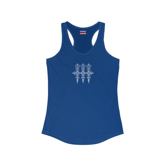 Racerback Tank-Top, Marassa veve, White on Royal-Blue