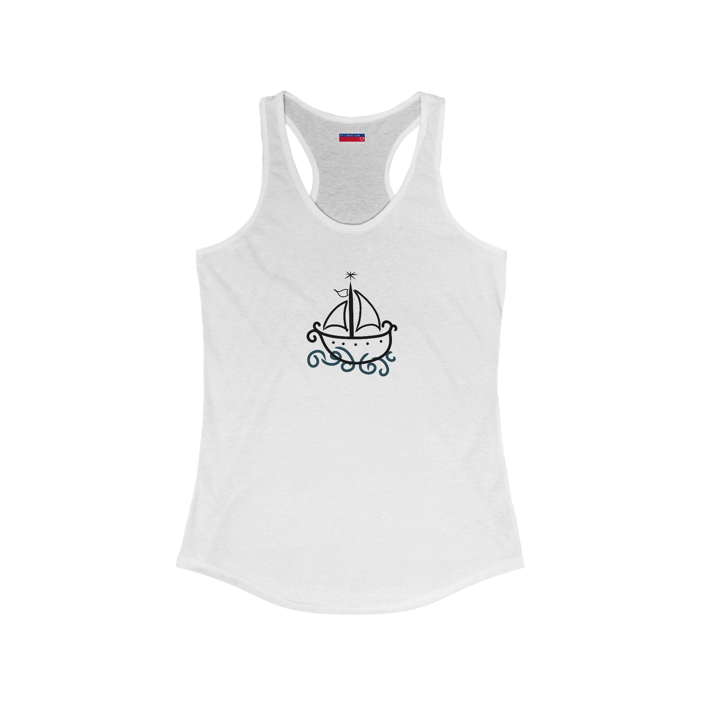 Racerback Tank-Top, Agwe veve , Black on  White